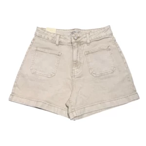 Ecru denim shorts front