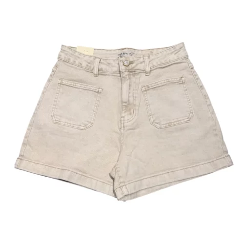 Ecru denim shorts front
