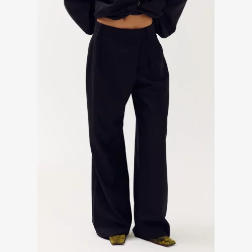 Harper & Yve Sydney pantalon Black met hoge taille en wijde broekspijpen
