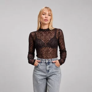 Pink Noir kanten top zwart