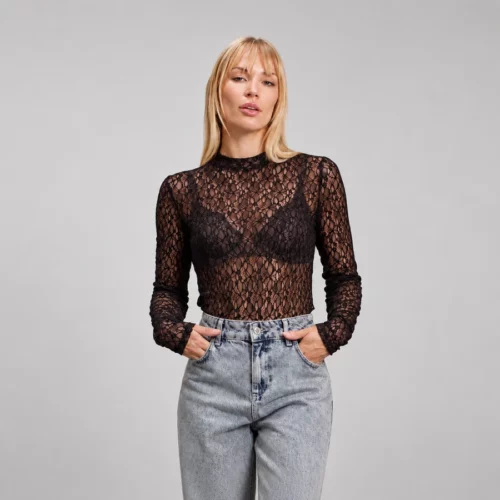 Pink Noir kanten top zwart